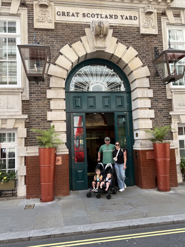 our family standing outside of great scotland yard hotel in westminster