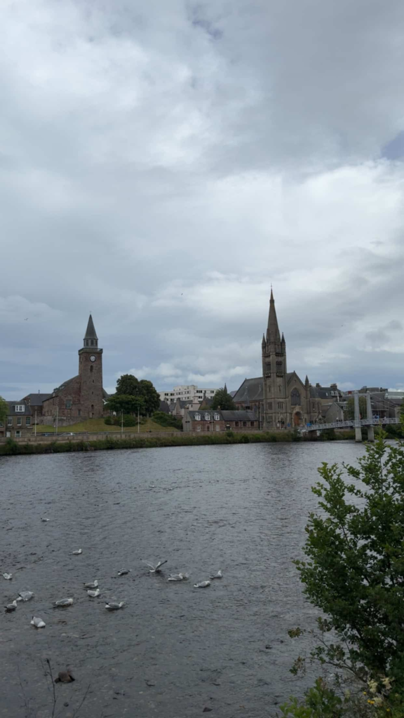 view of family friendly inverness scotland over the river.