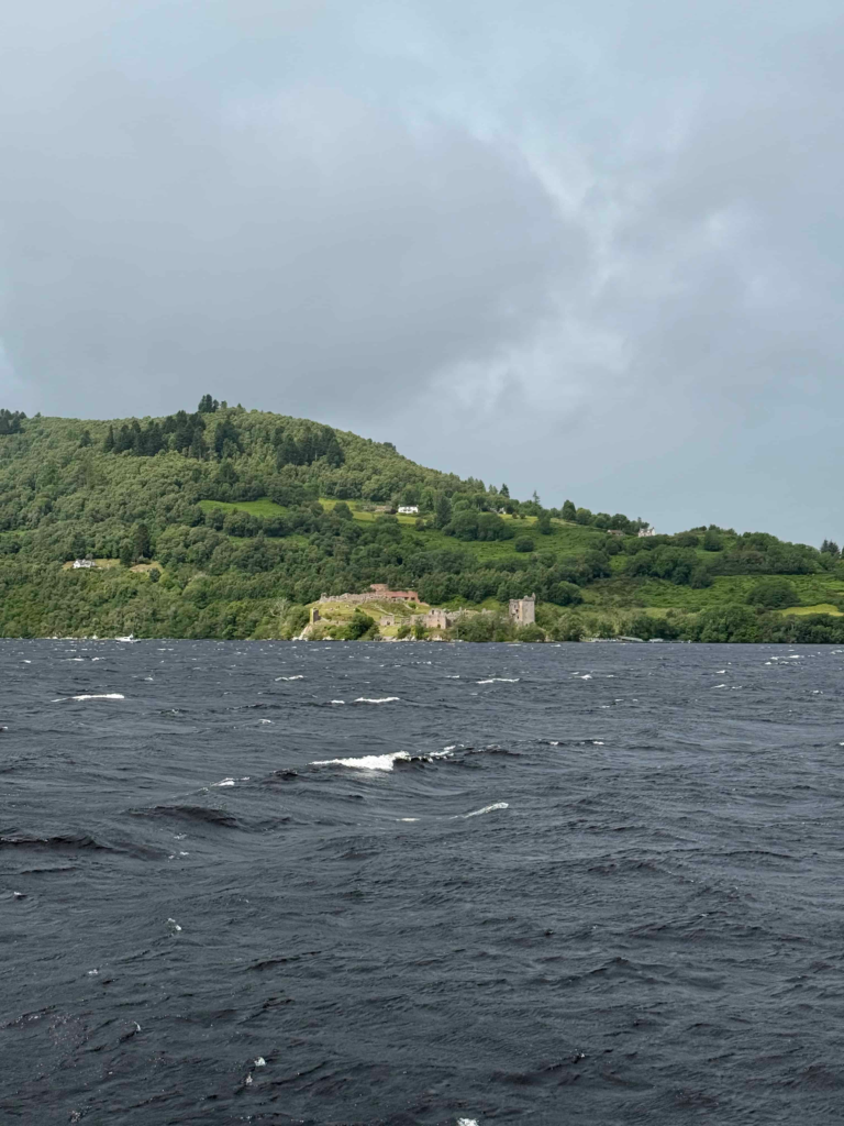 A view of urquhart castle from the loch ness cruise