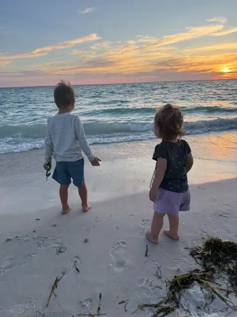 two kids on the beach