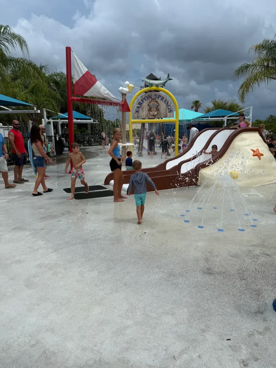 Children play at the Tarpon Springs Splash Pad