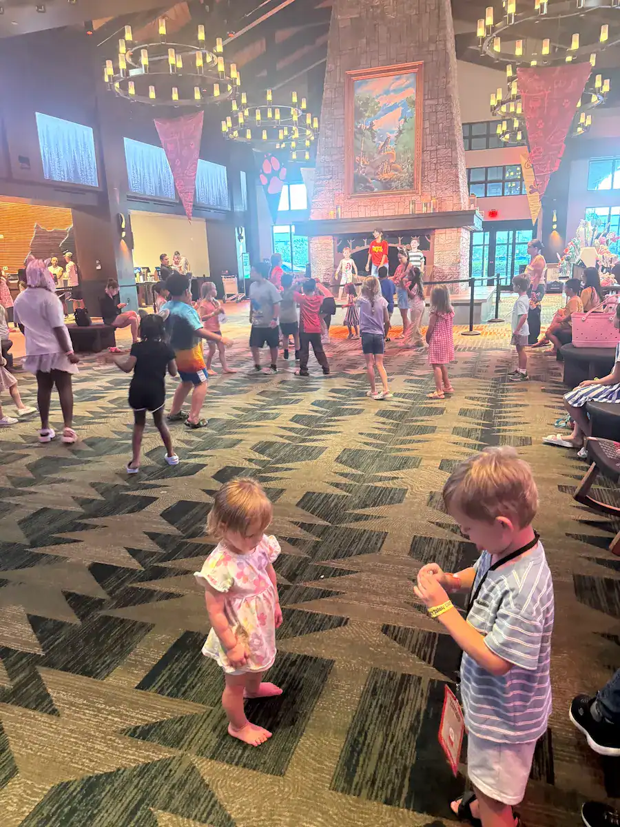 My kids playing in the lobby at Great Wolf Lodge Naples.