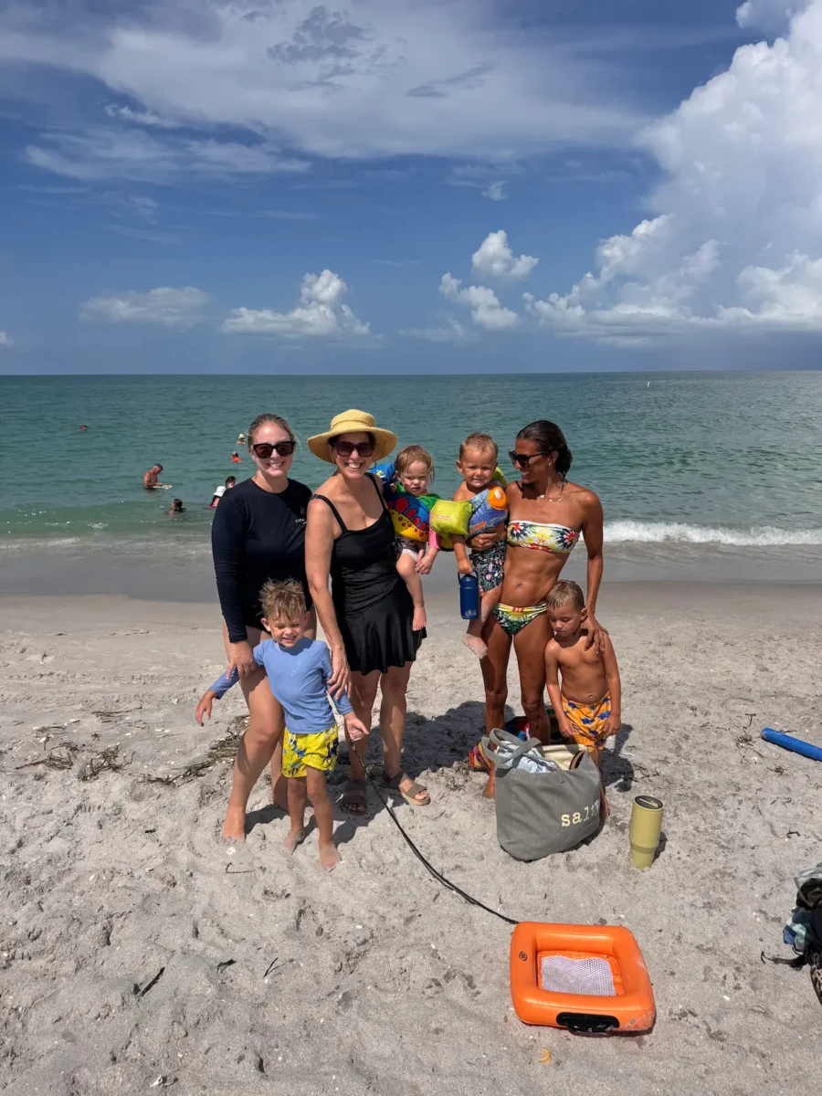 A photo of our group while shark teeth hunting at Manasota Beach