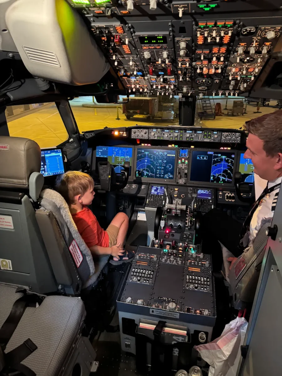 My son in the cockpit of a flight!